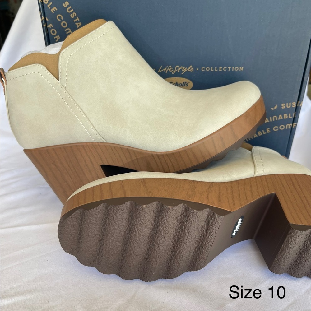 New Women’s Dr. Scholls Faux Wooden Ankle Boots
